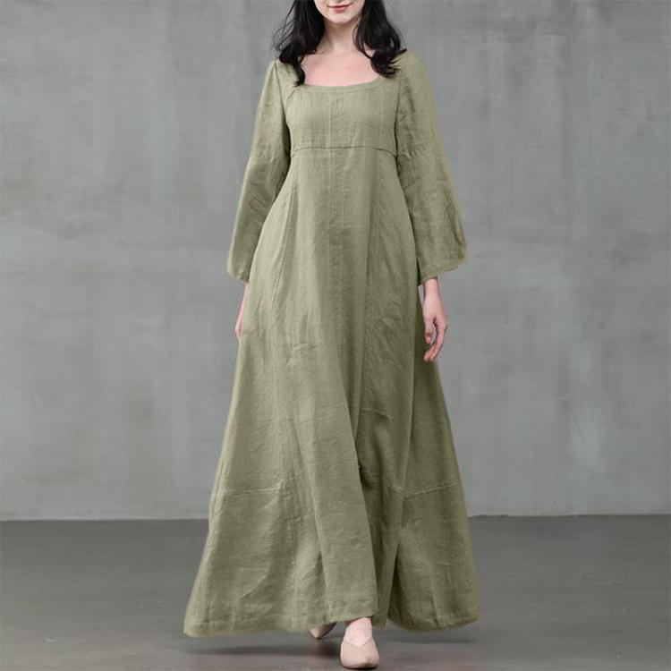 Summer Vacation Dress Spring Outfit Retro Dress With Large Pendulum Linen