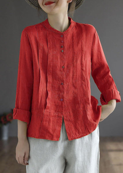Yellow Button Fall Top Long Sleeve Linen