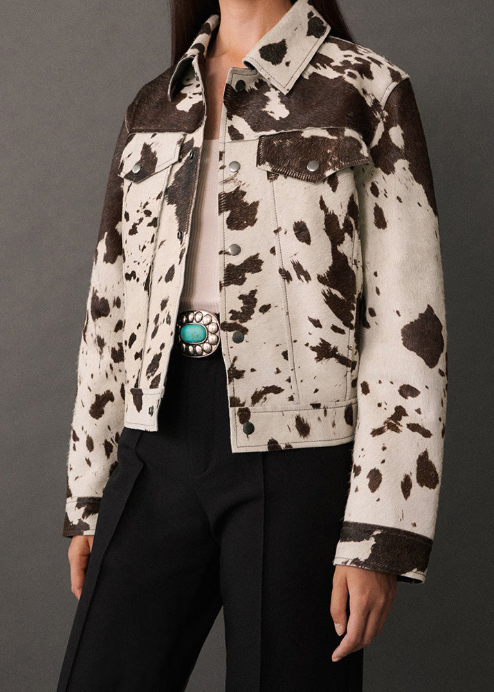 Peter Pan Collar Pockets Print Woolen Short Coat Fall
