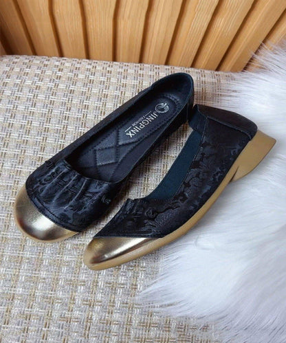 Green Print Cinched Splicing Flat Feet Shoes