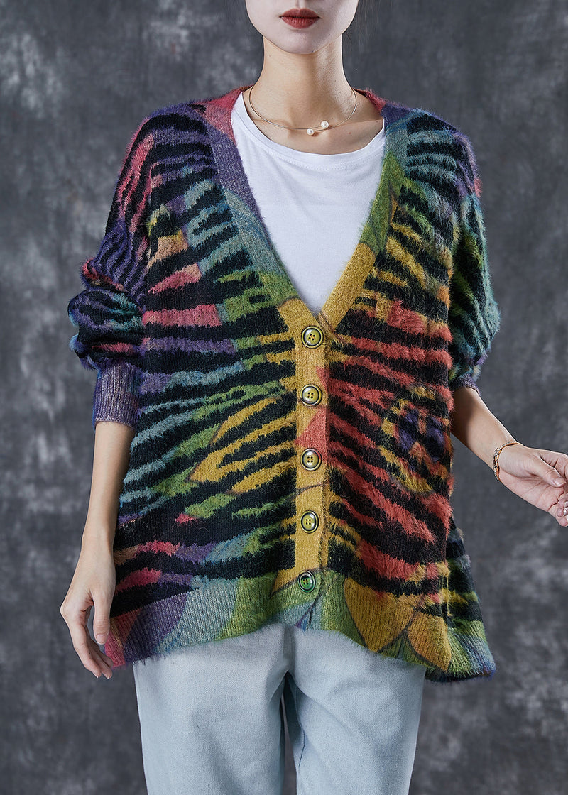 Rainbow Oversized Striped Knit Cardigan Winter