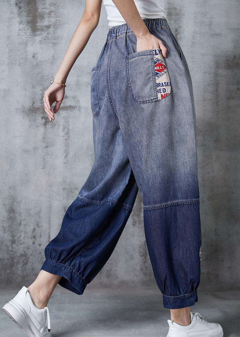 Gradient Color Oversized Patchwork Denim Pants Summer