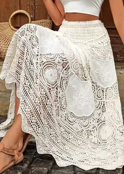 Apricot Hollow Out Lace a Line Skirts Summer