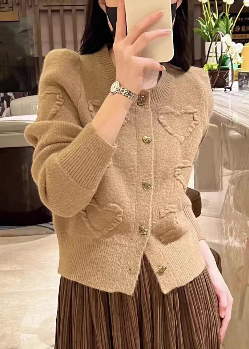 Red O Neck Button Knit Cardigan Fall