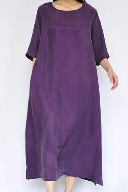 Purple Heavy Copper Ammonia Silk Dresses Caftans Gown