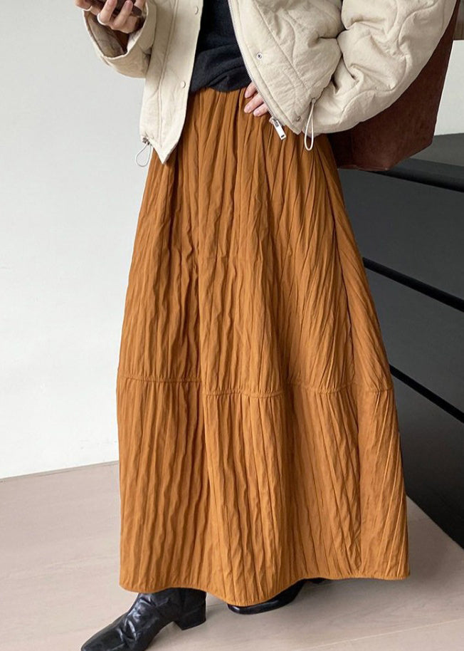 Art Brown Patchwork Cotton a Line Skirt Spring