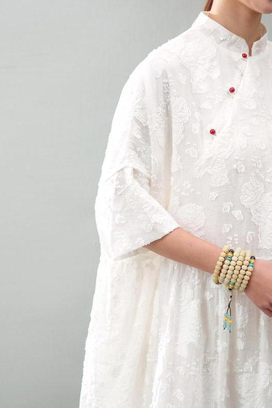 National Wind Jacquard Lace Maxi Dress