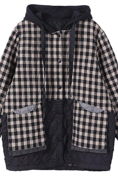 Limited Stock- Winter Plaid Hooded Drawstring Warm Coat