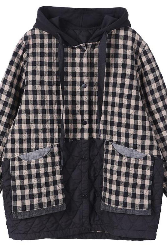 Limited Stock- Winter Plaid Hooded Drawstring Warm Coat