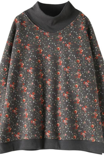 Limited Stock- Loose Print Turtleneck Blouse