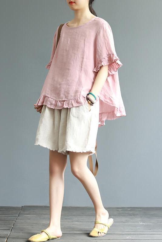 Loose Pure Color Button Down Shirt Summer Blouse