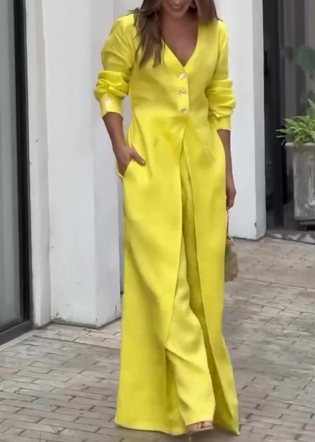 Yellow Comfortable Long Sleeve Dress