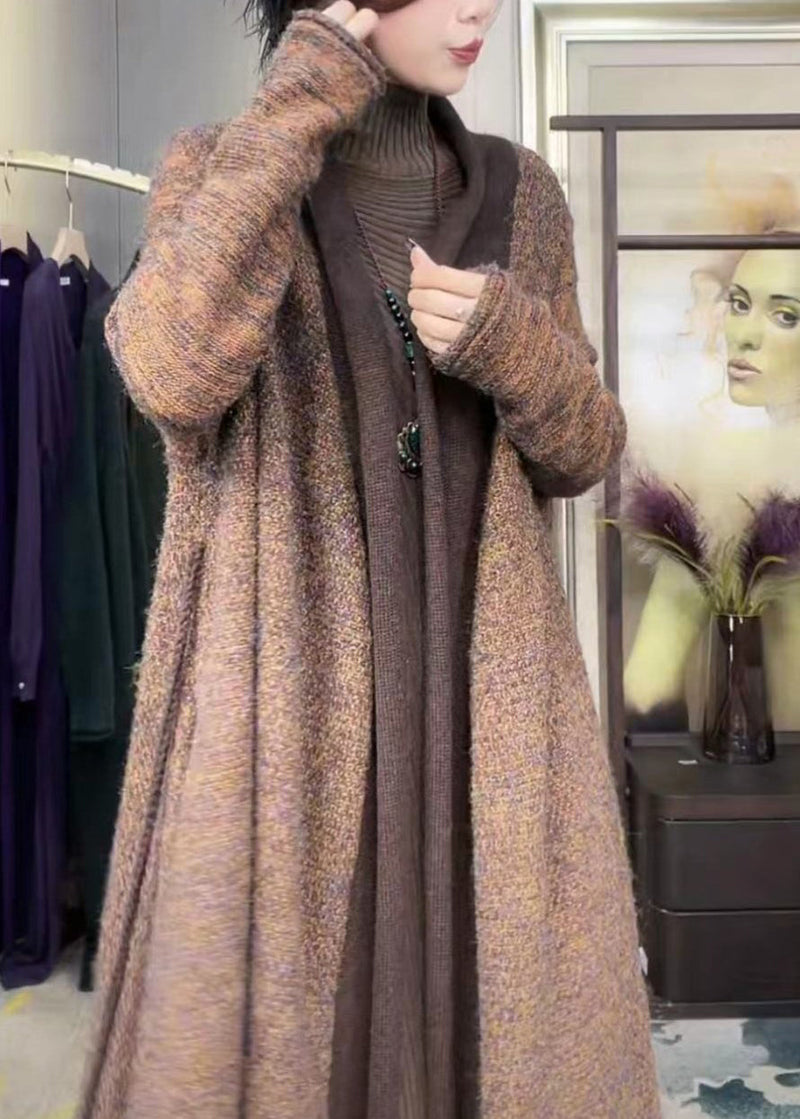 Green V Neck Cozy Warm Cotton Knit Long Cardigans Winter