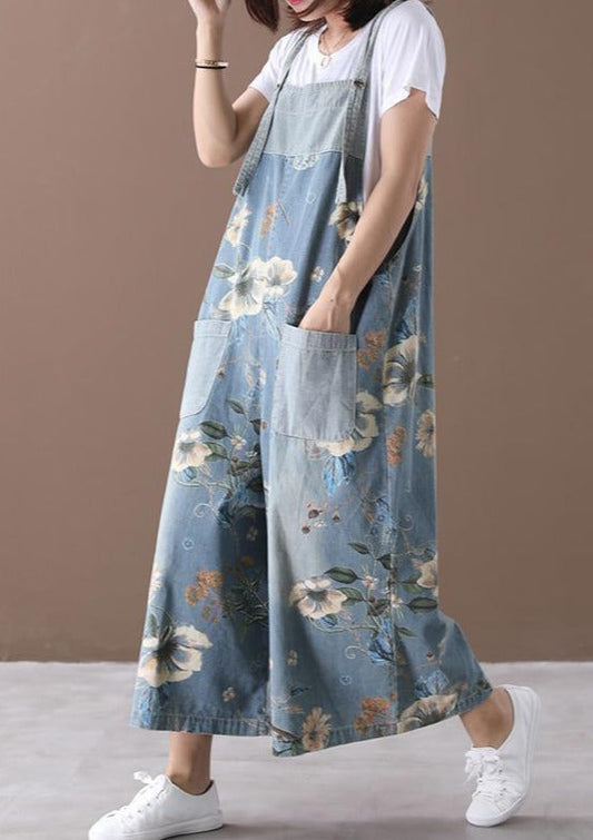 Loose Printed Pockets Shift Jumpsuits