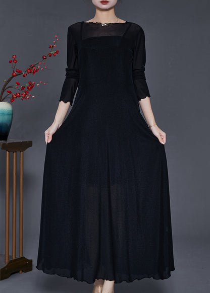 Black Silm Fit Exra Large Hem Dance Dress Summer