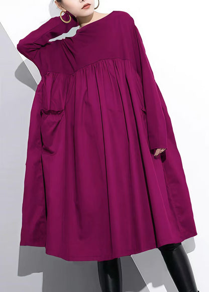 Purple Shift Dress Cotton Clothing Dress