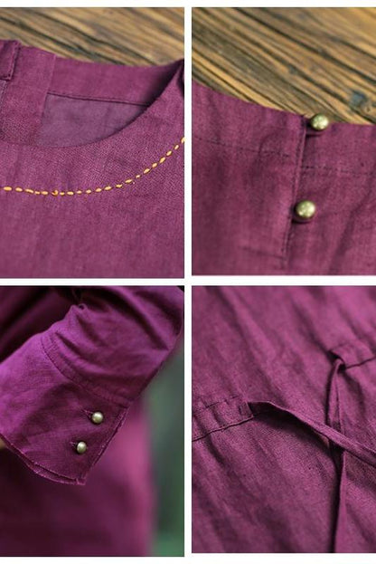 Linen Loose Drawstring Waist Dress