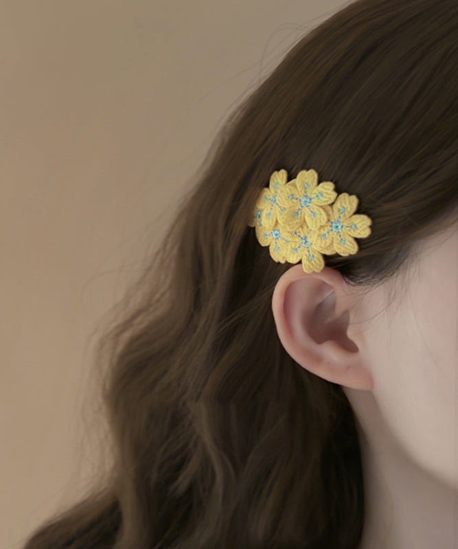 Yellow Knit Embroidery Hairpin