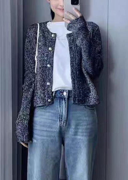 Grey O Neck Button Cozy Wool Knit Cardigans Fall