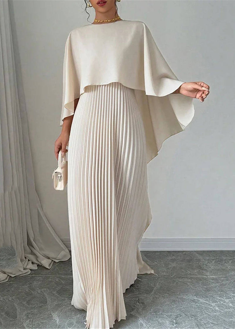 Modern Beige O-neck Maxi Dresses Spring