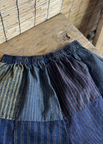 Print Patchwork Plaid Old Beam Pants Summer