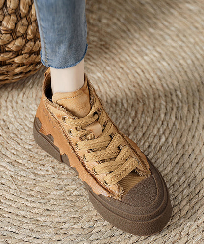 Yellow Splicing Platform Flats Shoes