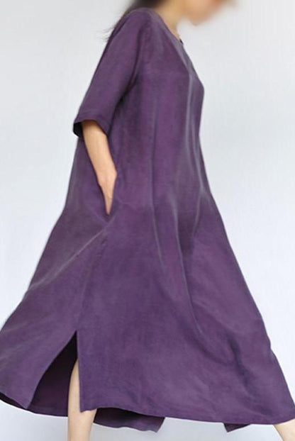 Purple Heavy Copper Ammonia Silk Dresses Caftans Gown