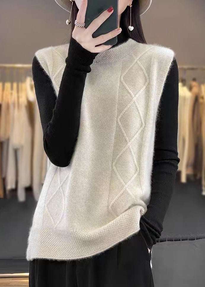 Beige O-neck Cozy Knit Vest Sleeveless