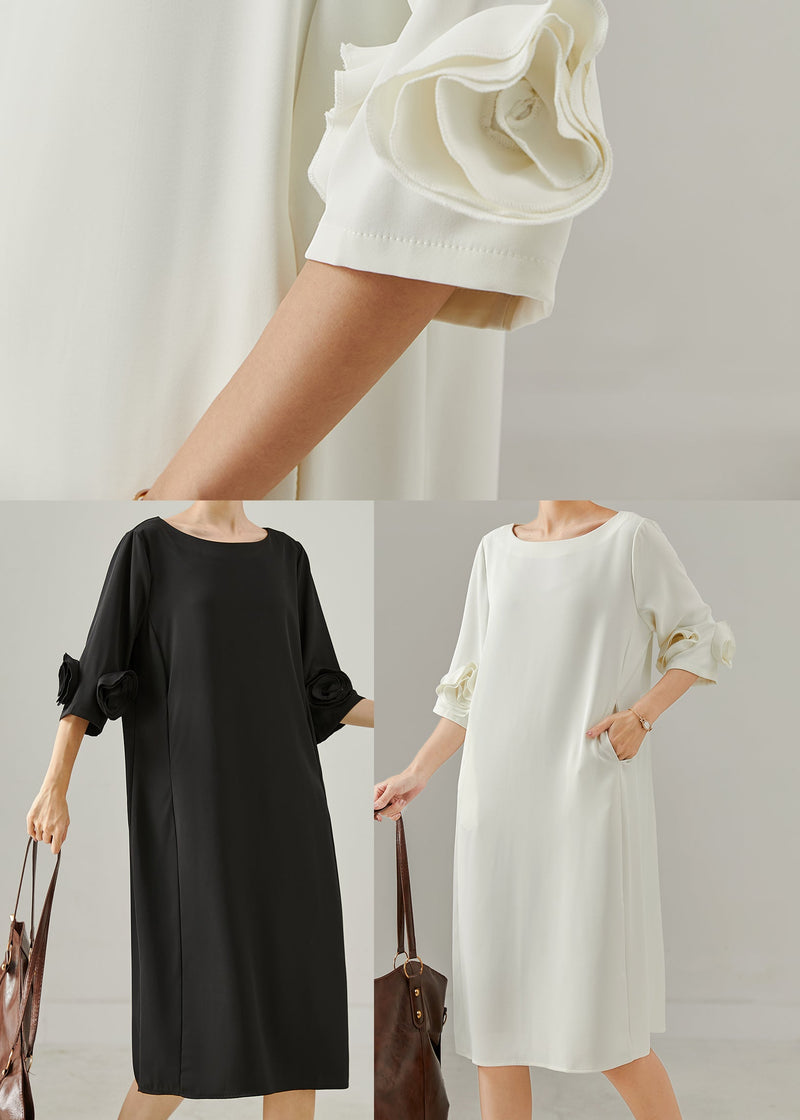 Black Three-dimensional Chiffon Dress Half Sleeve