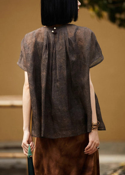 Brown Oversized Cotton Tank Tops Summer