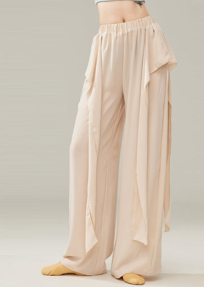 Beige Draping Cotton Dance Pants Fall