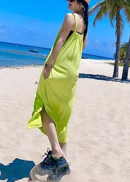 Orange Oversized Print Cotton Vacation Sundresses Summer