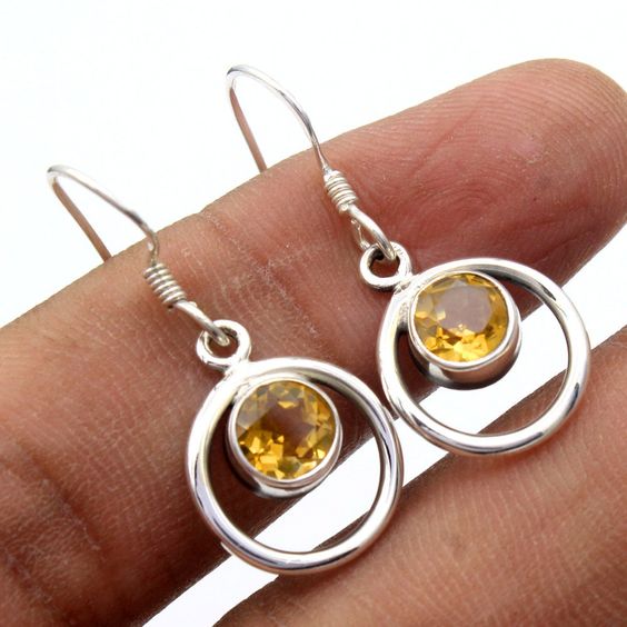 Orange Glass Silver Rounded Earrings
