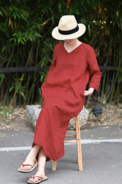 -new Red Linen Dress
