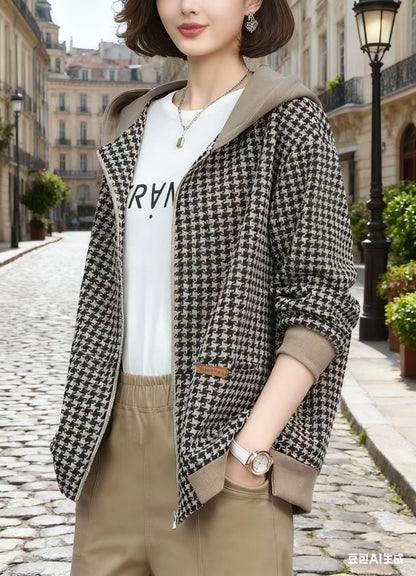 Plaid Short Coat Loose Quilted Coat