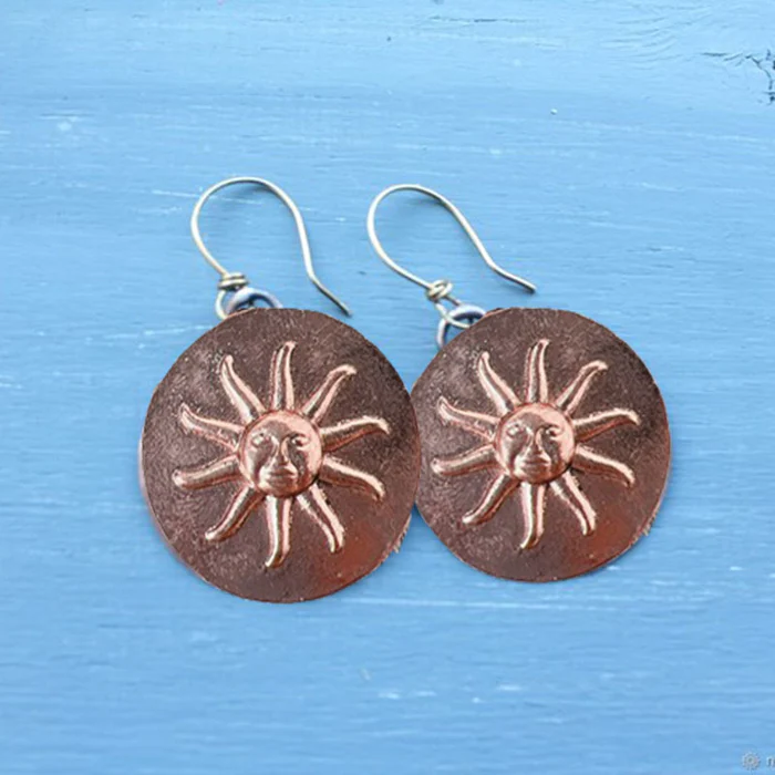 Rounded Sun Brown Earrings