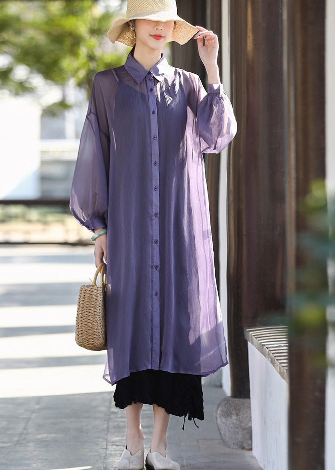 Purple Upf 50+ Tulle Long Cardigans Long Sleeve