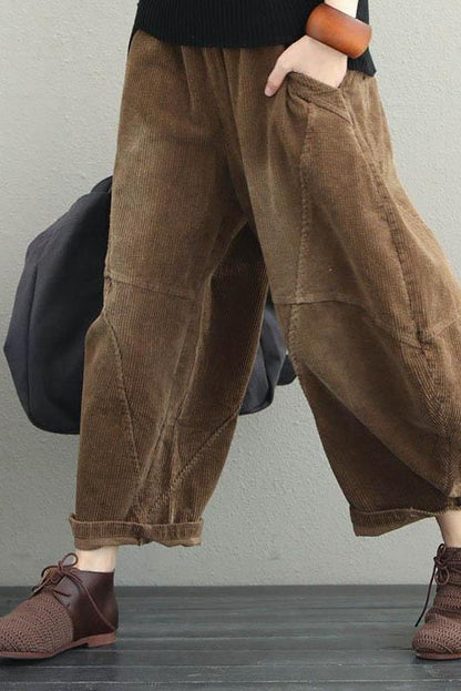 Winter Autumn Loose Corduroy Wide Leg Pants Harem Pants Thicken Trousers