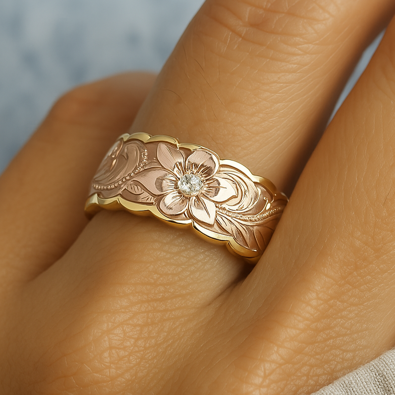 Rose Flower Gold Ring