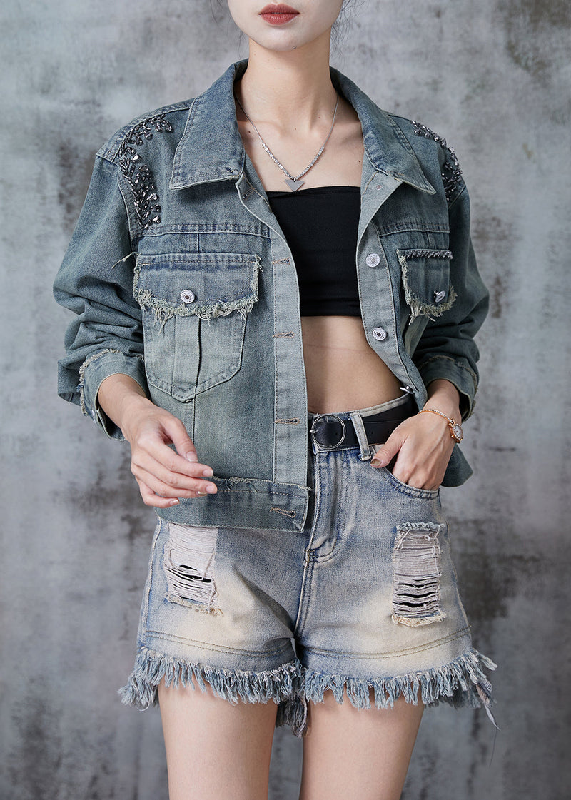 Blue Oversized Denim Coat Fall