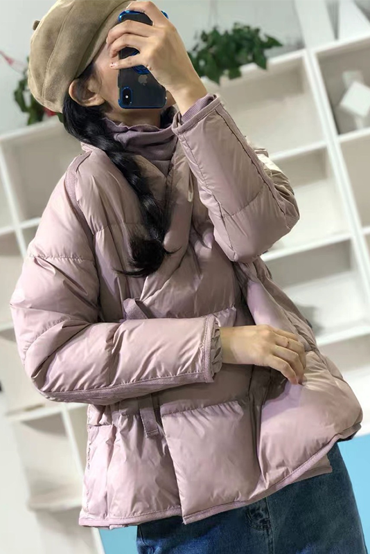 Winter Simple Slanted Breast Down Jacket Retro Bread Jacket
