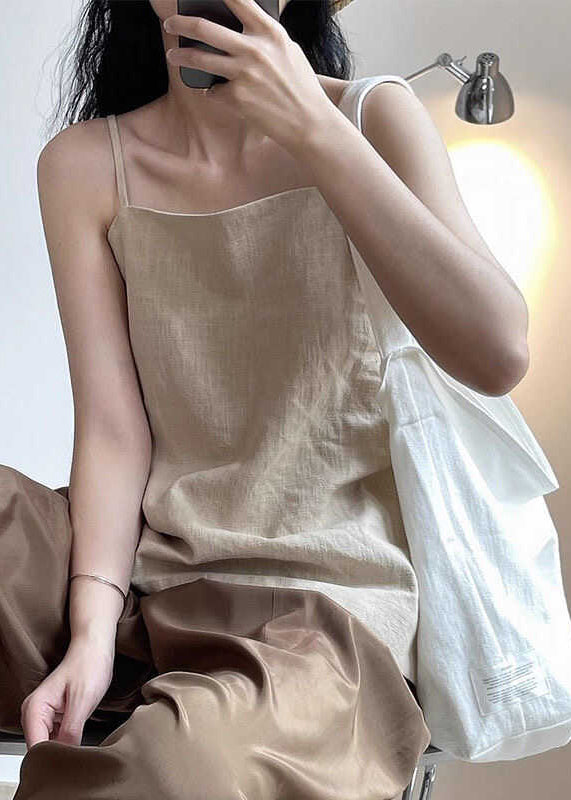 Brief Yellow Slash Neck Vest Sleeveless