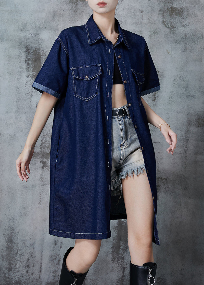 Navy Peter Pan Collar Denim Mini Dress Summer