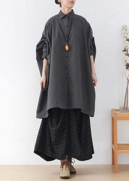 Black Peterpan Collar Asymmetrical Design Fall Cardigans Long Sleeve