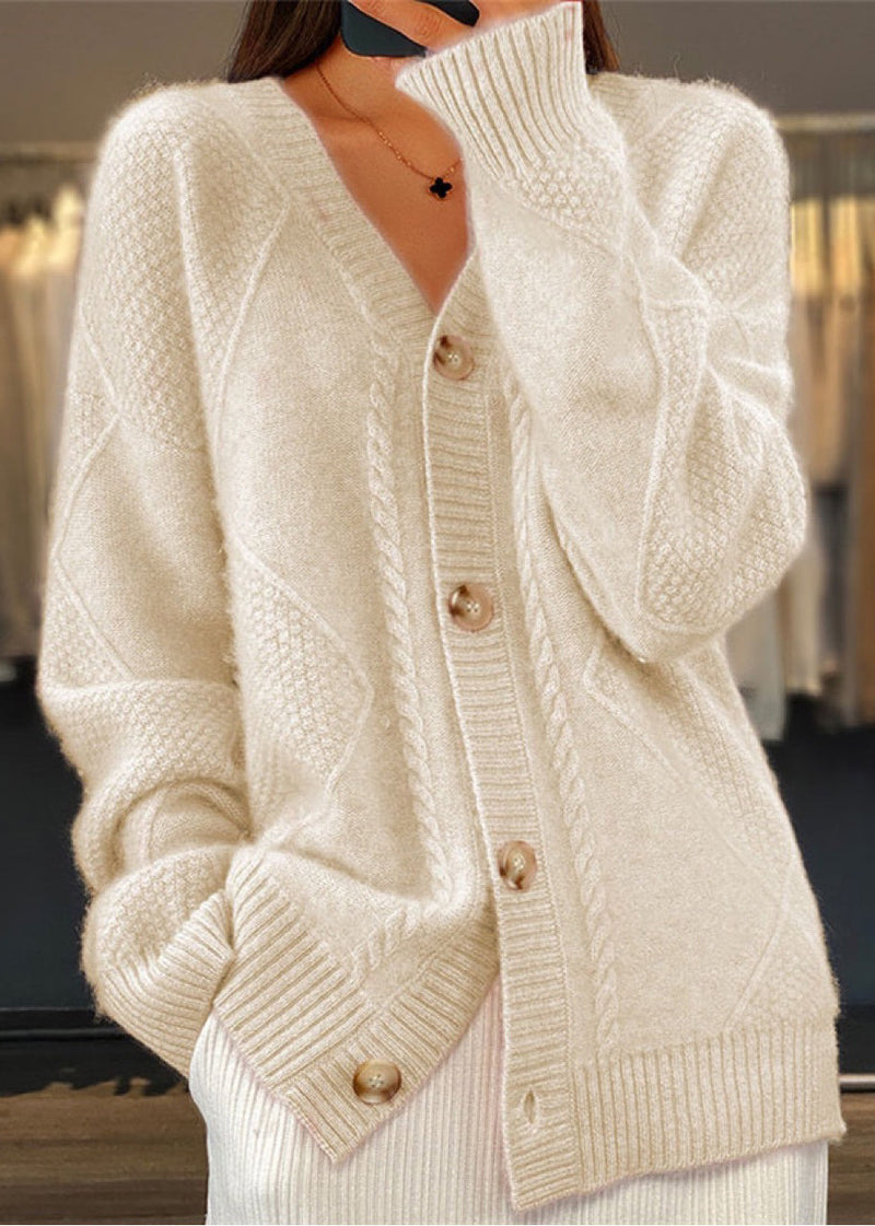 Handmade Grey V Neck Button Knit Cardigans Fall