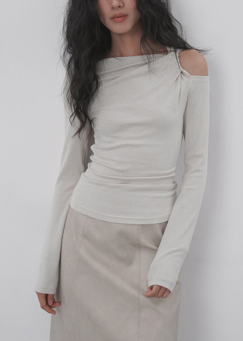 Stylish Apricot Cold Shoulder Patchwork Cotton Top Spring
