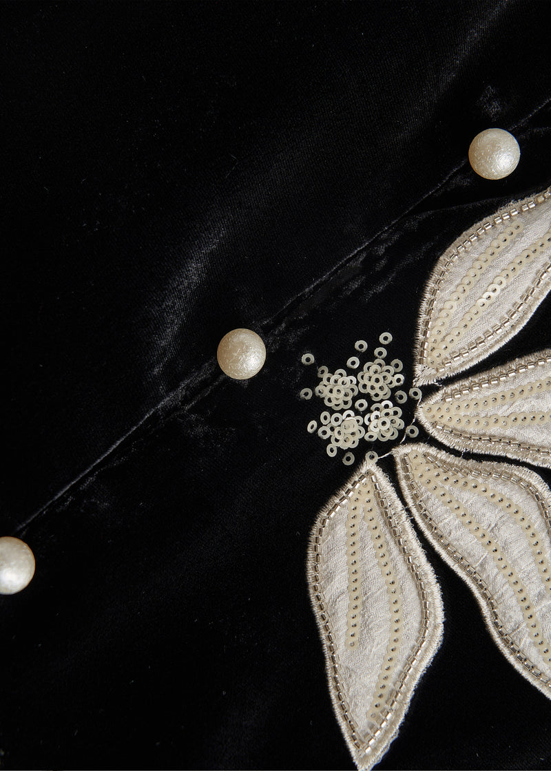 Diy Black Embroidered Organza Patchwork Silk Velour Vests Fall