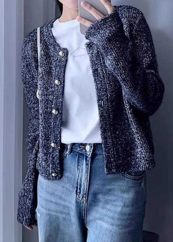 Grey O Neck Button Cozy Wool Knit Cardigans Fall