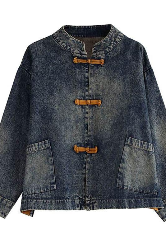 Retro Denim Pocket Spliced Jacket