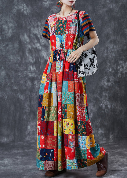 Boutique Colorblock Exra Large Hem Cotton Cinched Dress Summer